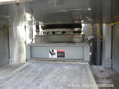 Used Oberlin Automatic Pressure Filter, Model OPF-4, Carbon Steel. 4 Square feet filter area. Approximate press area 24" x 28". End discharge. Cloth advance driven by a 1/4 hp, 3/60/230/460 volt, 114...