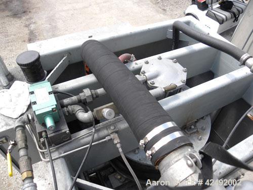 Used Oberlin Automatic Pressure Filter, Model OPF-4, Carbon Steel. 4 Square feet filter area. Approximate press area 24" x 28". End discharge. Cloth advance driven by a 1/4 hp, 3/60/230/460 volt, 114...