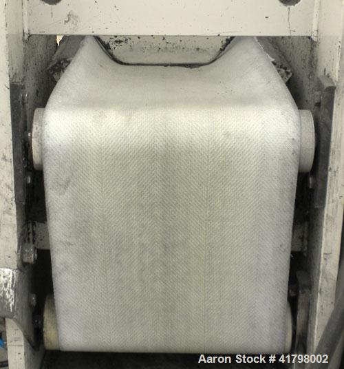 Used Pannevis RT Pilot Horizontal Vacuum Filter. Approximate 0.1 square meter (1.0 square foot) filtration area. Polypropylene /316 stainless steel construction. 8’’ wide x 62’’ long cloth belt, driv...