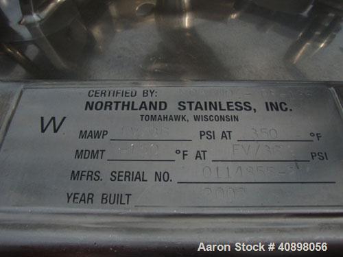 Used Northland Stainless 48" Nutsche Filter. Stainless steel construction, 48" diameter x 24" deep chamber, rated 36 psi and full vacuum at 350 F internal, jacketed for 150 psi and full vacuum at 350...