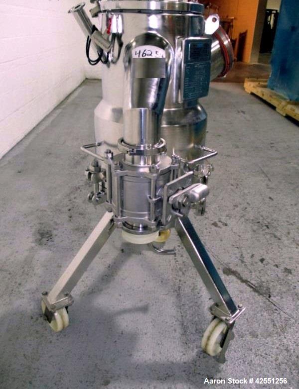 Used Aurora 0.1 Square Meter Nutsche Filter, Model A-14X-C. Hastelloy C22 construction, rated atmospheric and full vacuum at 212 f internal, jacketed for 50 psi at 212 f, removable bottom plate, top ...