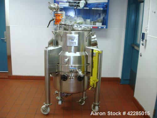 Used Aurora Filters Halar Lined Nutsche Style Filter, model A26-H, stainless steel. Filtration area 0.34 square meter. Cake thickness 3/4’’ to 6’’ maximum, cake volume 52 liters maximum, slurry depth...