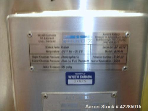 Used- Aurora Filters Halar Lined Nutsche Style Filter, model A26-H, stainless steel. Filtration area 0.34 square meter. Cake...