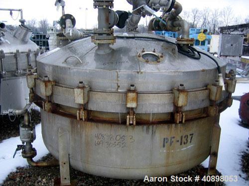 Used Baeuerle & Morris 72'' Nutsche Filter. Stainless steel construction, 72" diameter x 24" deep, rated 75 psi and full vacuum at 250 F internal, bolted removable top, perforated plate, serial #2582...