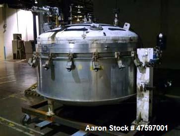 Used Baeurle & Morris Nutsche Type Filter. Approximately .5 square meters, 316L stainless steel. Approximately 72" diameter x 24" straight side. Dish bolt on top, dish bottom. Internal rated 50 psi/F...