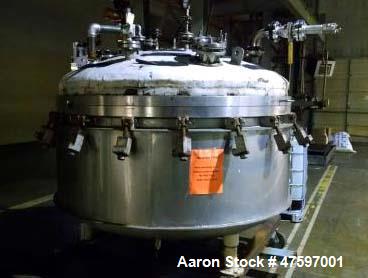 Used Baeurle & Morris Nutsche Type Filter. Approximately .5 square meters, 316L stainless steel. Approximately 72" diameter x 24" straight side. Dish bolt on top, dish bottom. Internal rated 50 psi/F...