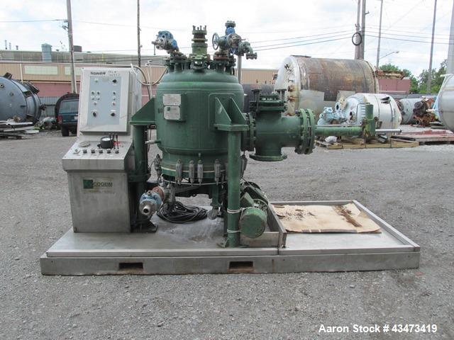 Used 3V Cogeim Glass Lined Nutsche Filter, 0.38 Square Meter, Type FPP PILOTA SMALTATO. Approximately 700 mm inner vessel diameter. Internal rated 90 psi & Full Vacuum at 392 degrees F. Jacket rated ...