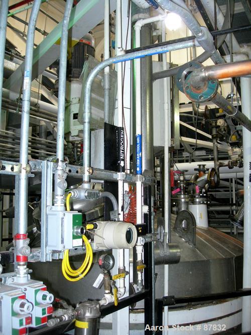 USED: Cogeim filter dryer, model FPP400DFF, 316L stainless steel product contact areas. Approximately 4 square meter. Internal rated FV/50 psi at 350 deg F, 304L stainless steel 1/2 pipe coil jacket ...