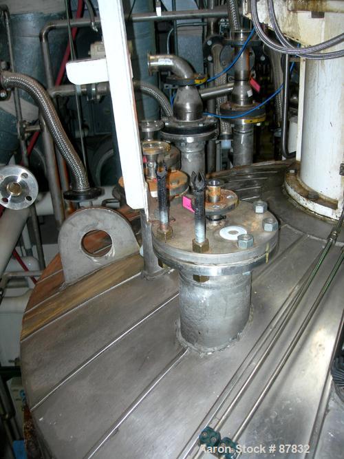 USED: Cogeim filter dryer, model FPP400DFF, 316L stainless steel product contact areas. Approximately 4 square meter. Internal rated FV/50 psi at 350 deg F, 304L stainless steel 1/2 pipe coil jacket ...