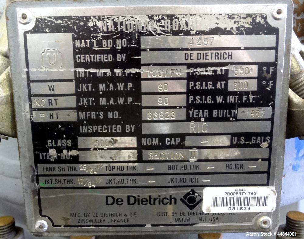 Used De Dietrich Glass Lined Pressure Nutsche Filter, Approximate 0.28 Square Meter, 3008 Blue Glass. Approximate 23-5/8"  x 17" deep top section, bottom section approximate 6" straight side, dished ...