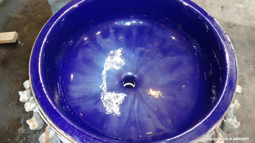 Used De Dietrich Glass Lined Pressure Nutsche Filter, Approximate 0.28 Square Meter, 3008 Blue Glass. Approximate 23-5/8"  x 17" deep top section, bottom section approximate 6" straight side, dished ...