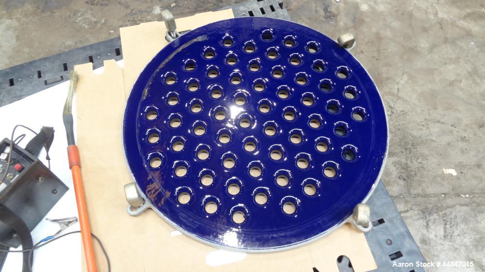 Used De Dietrich Glass Lined Pressure Nutsche Filter, Approximate 0.28 Square Meter, 3009 Blue Glass. Approximate 23-5/8" x 17" deep top section, bottom section approximate 6" straight side, dished b...