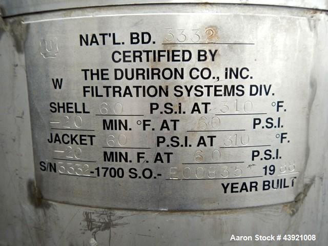 Used Stainless Steel Duriron Nutsche Filter