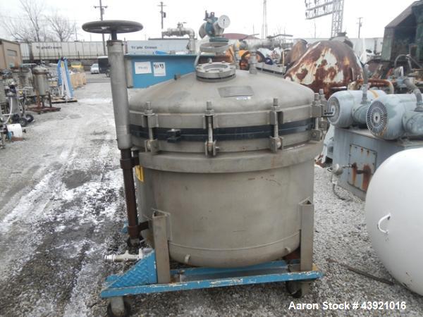 Used Duriron Nutsche Filter, 1.16 Square Meter Surface Area. 304 stainless steel construction. Approximate 4' diameter, Internal rated 50 psi / Full Vacuum at 150 degrees F. Haylar lined body and top...