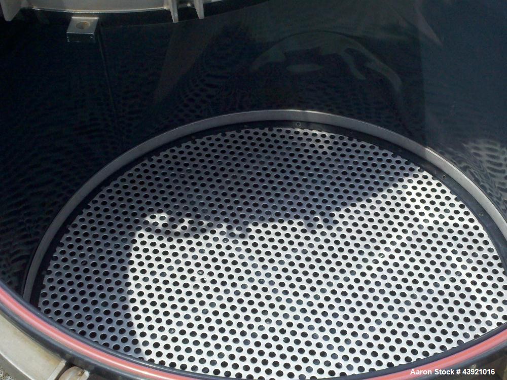 Used Duriron Nutsche Filter, 1.16 Square Meter Surface Area. 304 stainless steel construction. Approximate 4' diameter, Internal rated 50 psi / Full Vacuum at 150 degrees F. Haylar lined body and top...