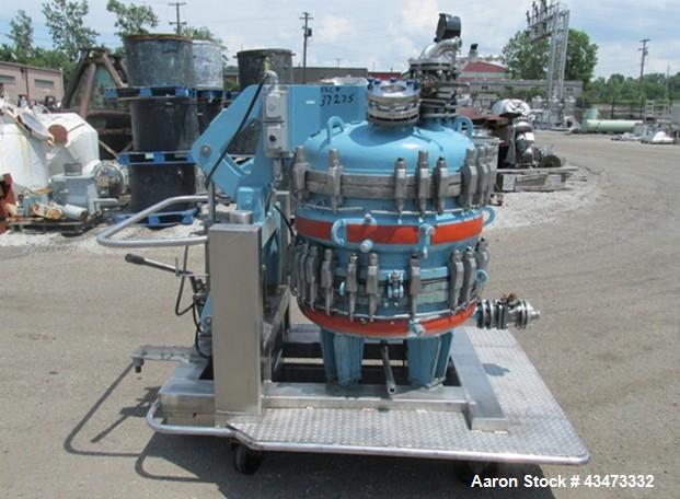 Used Estrella Glass Lined Nutsche Filter, 0.5 Square Meter, Type 32. 32" Diameter internal rated 50 psi & Full Vacuum at 350 degrees F. Jacket rated 100 psi at 350 degrees F. 103.5 Gallon capacity, r...
