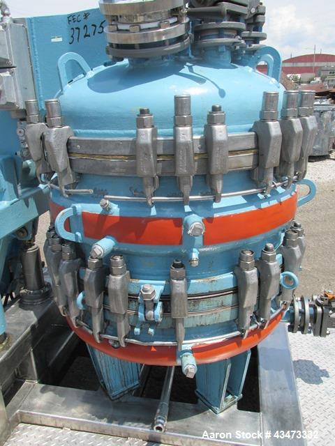 Used Estrella Glass Lined Nutsche Filter, 0.5 Square Meter, Type 32. 32" Diameter internal rated 50 psi & Full Vacuum at 350 degrees F. Jacket rated 100 psi at 350 degrees F. 103.5 Gallon capacity, r...