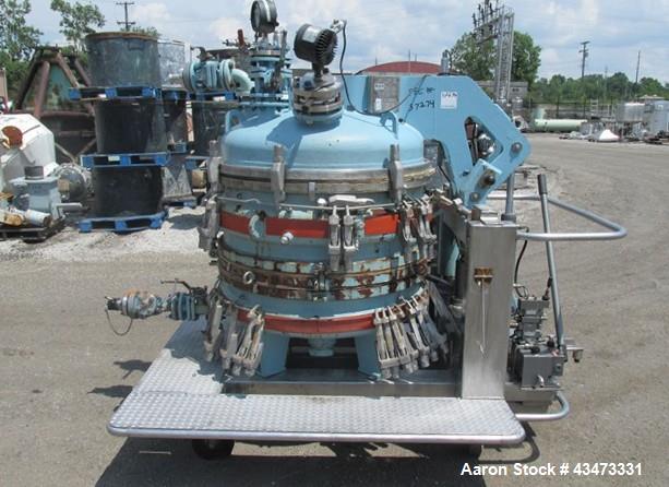 Used Estrella Glass Lined Nutsche Filter, 0.78 Square Meter, Type 40. 40" Diameter internal rated 50 psi & Full Vacuum at 350 degrees F. Jacket rated 100 psi at 350 degrees F. 176 Gallon capacity, re...