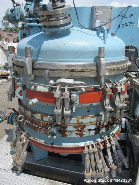 Used Estrella Glass Lined Nutsche Filter, 0.78 Square Meter, Type 40. 40" Diameter internal rated 50 psi & Full Vacuum at 350 degrees F. Jacket rated 100 psi at 350 degrees F. 176 Gallon capacity, re...