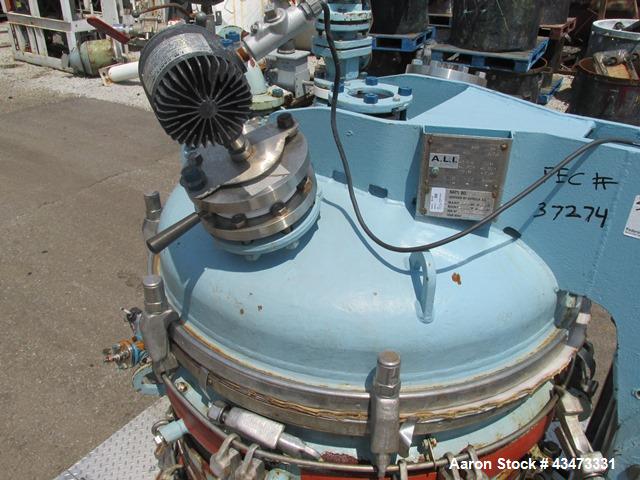 Used Estrella Glass Lined Nutsche Filter, 0.78 Square Meter, Type 40. 40" Diameter internal rated 50 psi & Full Vacuum at 350 degrees F. Jacket rated 100 psi at 350 degrees F. 176 Gallon capacity, re...