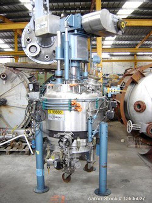 Used-Guedu ML 500 Nutsche Type Filter with agitator. Stainless steel, jacketed, 6.1 square feet (0.57 m2) and 33.5" (850 mm)...