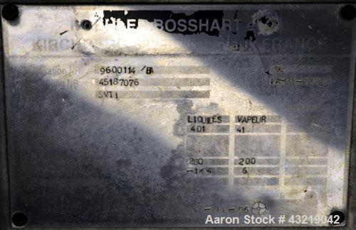 Used Koehler Bosshart Nutsche Filter, Approximate 1 Square Meter, 316 Stainless Steel. 48" (1219 mm) diameter perforated plate, Clamped dished top and bottom, internal rated -1/4 bar (- 14.5/58 psi) ...