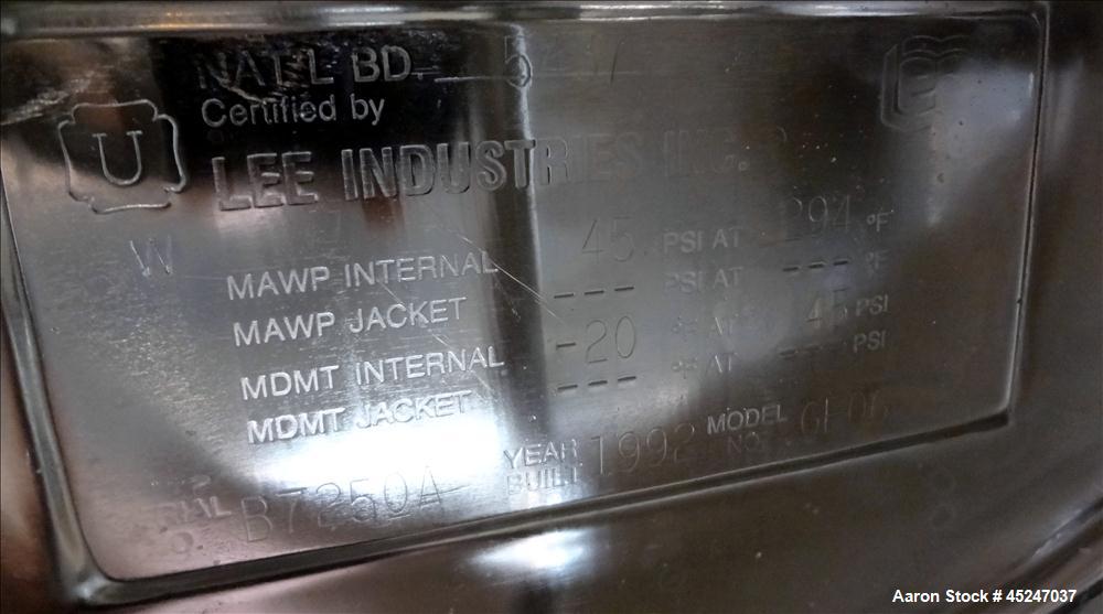 Used Stainless Steel Lee Industries Pressure Gravity Filter, Model GF06