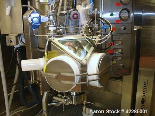Used PSL/Powder Systems LTD Nutsche Filter Dryer, 0.3 square meter, Hastelloy C22. Internal rated 90 psi and full vacuum at 329 deg F, jacket rated 100 psi and full vacuum at 329 deg F. Telescoping 2...