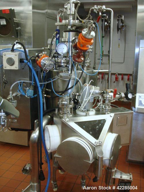 Used PSL/Powder Systems LTD Nutsche Filter Dryer, 0.125 square meter, Hastelloy C22. Internal rated 87 psi and full vacuum at 329 deg F, 316L stainless steel jacket rated 87 psi and full vacuum at 32...