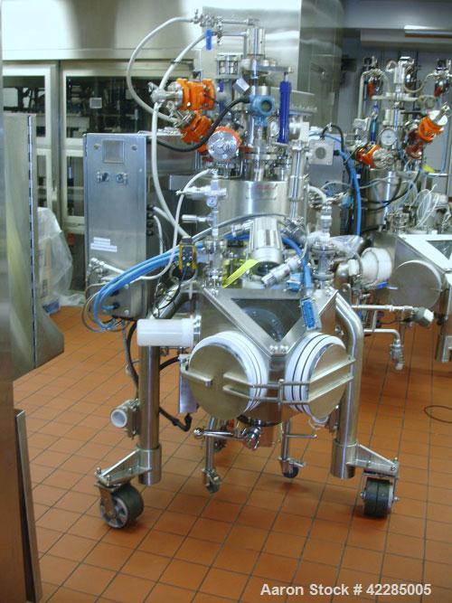 Used PSL/Powder Systems LTD Nutsche Filter Dryer, 0.125 square meter, Hastelloy C22. Internal rated 87 psi and full vacuum at 329 deg F, 316L stainless steel jacket rated 87 psi and full vacuum at 32...