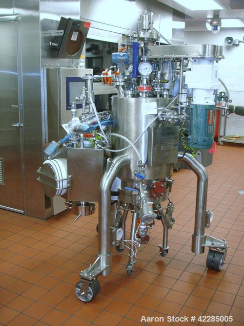 Used PSL/Powder Systems LTD Nutsche Filter Dryer, 0.125 square meter, Hastelloy C22. Internal rated 87 psi and full vacuum at 329 deg F, 316L stainless steel jacket rated 87 psi and full vacuum at 32...