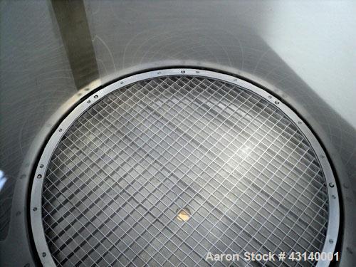 Used Buchner Nutsche Style Filter, Approximate 0.6 Square Meter, 304 Stainless Steel. 36" Diameter x 29" deep, hinged dish top, dish bottom. 4" Top inlet, 4" side bottom outlet, 2" center bottom outl...