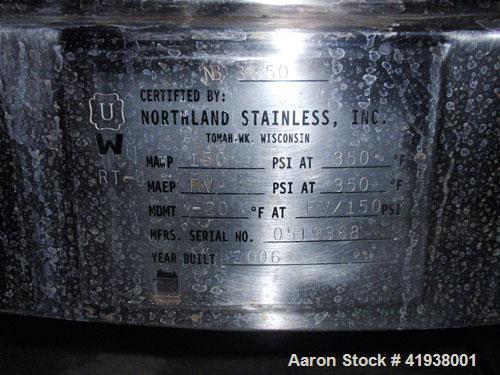 Used Northland Stainless Pressure Nutsche Filter, 0.6 square meter, Hastelloy C-276. 36" diameter x 6" straight side, bolt on removable top, dish bottom. Internal rated 150 psi and full vacuum at 350...
