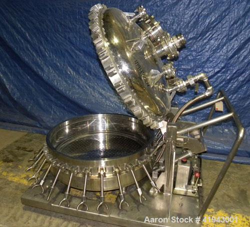 Used Northland Stainless Pressure Nutsche Filter, 0.6 square meter, Hastelloy C276. 36" diameter x 8" straight side, bolt on removable top, dish bottom. Internal rated FV/150 psi at 350 deg F and -20...