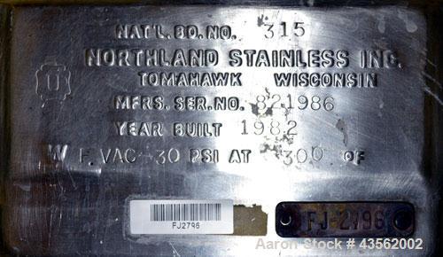 Used 75 Gallon Northland Stainless Rotating Pressure Nutsche Style Filter, Stai