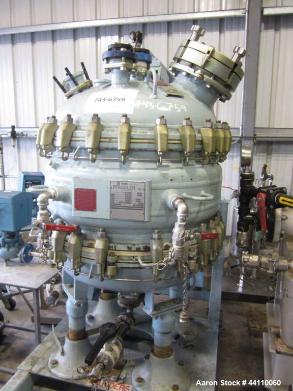 Used Pfaudler Glass Lined Nutsche Filter, 5.6 Sq. Ft. Built 2005, S # J063345, NB # 51500, rated 50/fv @ 450 internal, 150/FV @ 450 jacket