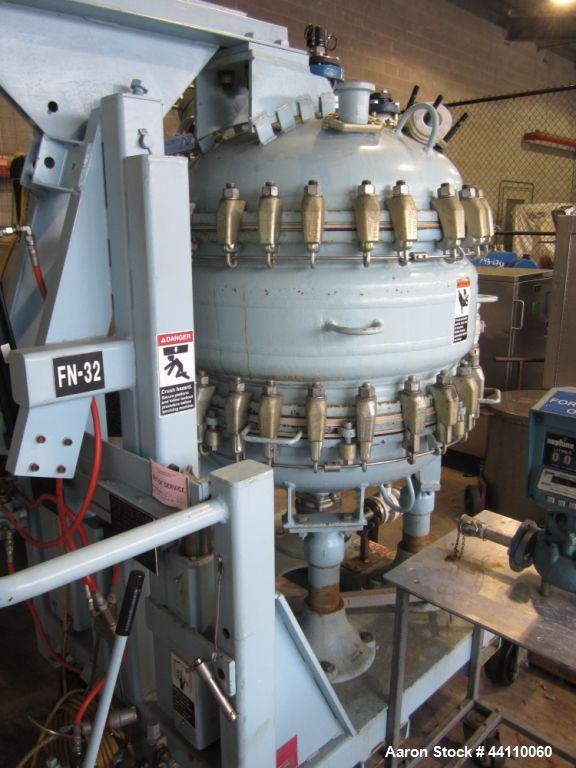 Used Pfaudler Glass Lined Nutsche Filter, 5.6 Sq. Ft. Built 2005, S # J063345, NB # 51500, rated 50/fv @ 450 internal, 150/FV @ 450 jacket