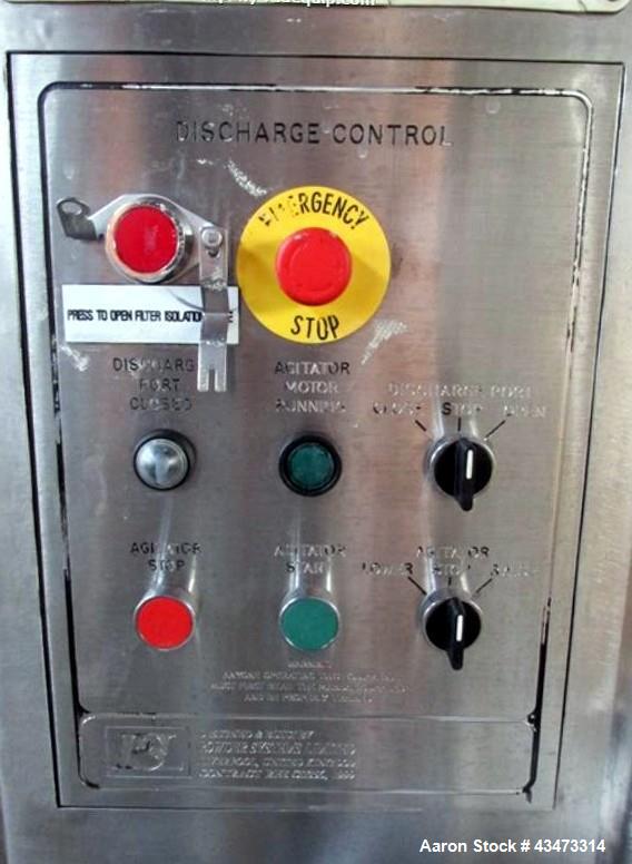 Used Powder Systems Filter Dryer, 1 Square Meter, Hastelloy C22 product contact surfaces. 316L Stainless steel non contact surfaces. Internal rated 60 psi & Full Vacuum at 329 degrees F, jacket rated...