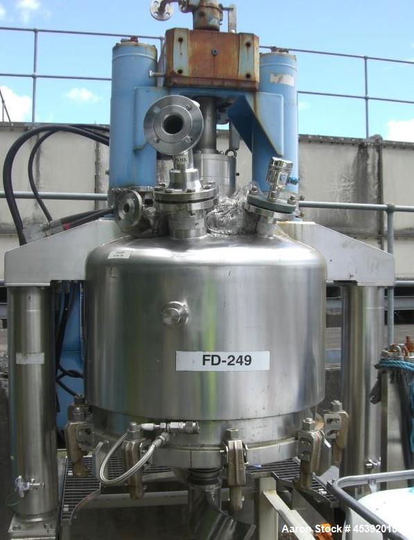 Used Rosenmund Model RSD-0.4-964-98 Hastelloy C22 Nutsche Filter Dryer. Unit has welded dished top and clamped flat bottom mobile filter plate. Internal rated 420 litre capacity, 6 bar/full vacuum de...