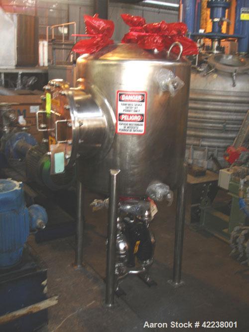 Used Rosenmund Agitated Nutsche Filter, 0.3 square meter, 316L stainless steel. 185 liter capacity, 24" diameter bottom plate, rated 90 psi and full vacuum at 350 F internal, 304L stainless steel jac...