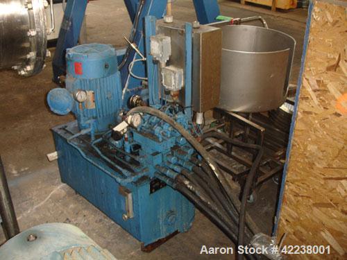 Used Rosenmund Agitated Nutsche Filter, 0.3 square meter, 316L stainless steel. 185 liter capacity, 24" diameter bottom plate, rated 90 psi and full vacuum at 350 F internal, 304L stainless steel jac...