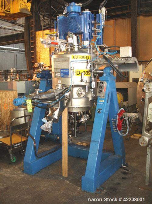 Used Rosenmund Agitated Nutsche Filter, 0.3 square meter, 316L stainless steel. 185 liter capacity, 24" diameter bottom plate, rated 90 psi and full vacuum at 350 F internal, 304L stainless steel jac...