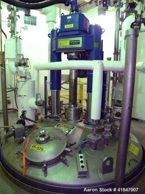 Used Rosenmund Filter Dryer, 4 Square Meter, Model 4M2 Side Discharge, 316L Stainless Steel. Approximately 94" diameter x 42" straight side. Dished top, flat removable bottom with filter plate. Inter...