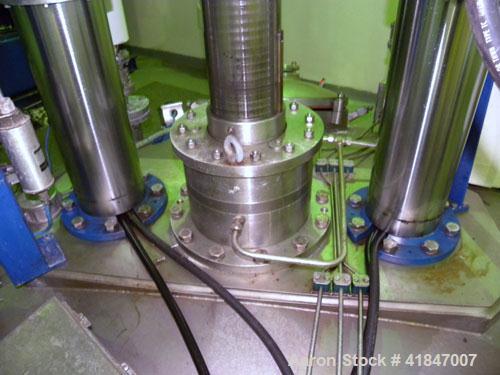Used Rosenmund Filter Dryer, 4 Square Meter, Model 4M2 Side Discharge, 316L Stainless Steel. Approximately 94" diameter x 42" straight side. Dished top, flat removable bottom with filter plate. Inter...