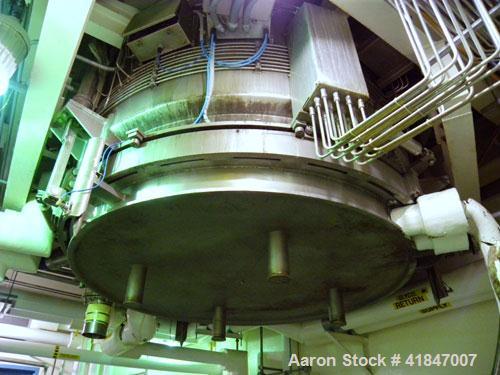 Used Rosenmund Filter Dryer, 4 Square Meter, Model 4M2 Side Discharge, 316L Stainless Steel. Approximately 94" diameter x 42" straight side. Dished top, flat removable bottom with filter plate. Inter...