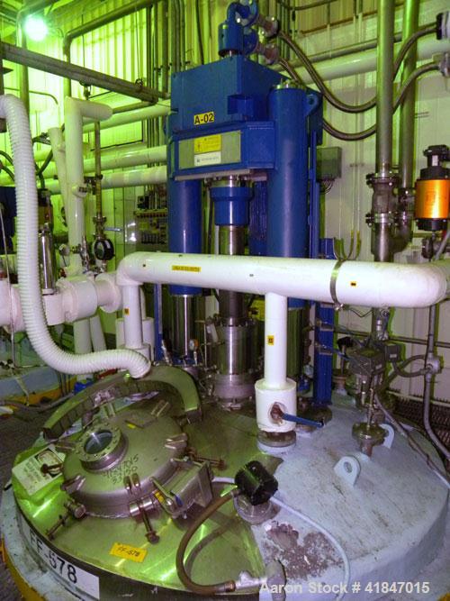 Used Rosenmund Filter Dryer, 4 Square Meter, Model 4MS Side Discharge, 316L Stainless Steel. Approximately 96" diameter x 36" straight side. Dished top, flat removable bottom with filter plate. Inter...