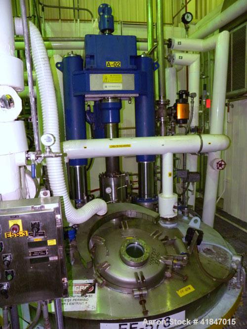 Used Rosenmund Filter Dryer, 4 Square Meter, Model 4MS Side Discharge, 316L Stainless Steel. Approximately 96" diameter x 36" straight side. Dished top, flat removable bottom with filter plate. Inter...