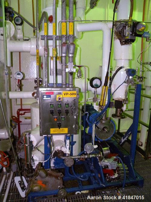 Used Rosenmund Filter Dryer, 4 Square Meter, Model 4MS Side Discharge, 316L Stainless Steel. Approximately 96" diameter x 36" straight side. Dished top, flat removable bottom with filter plate. Inter...