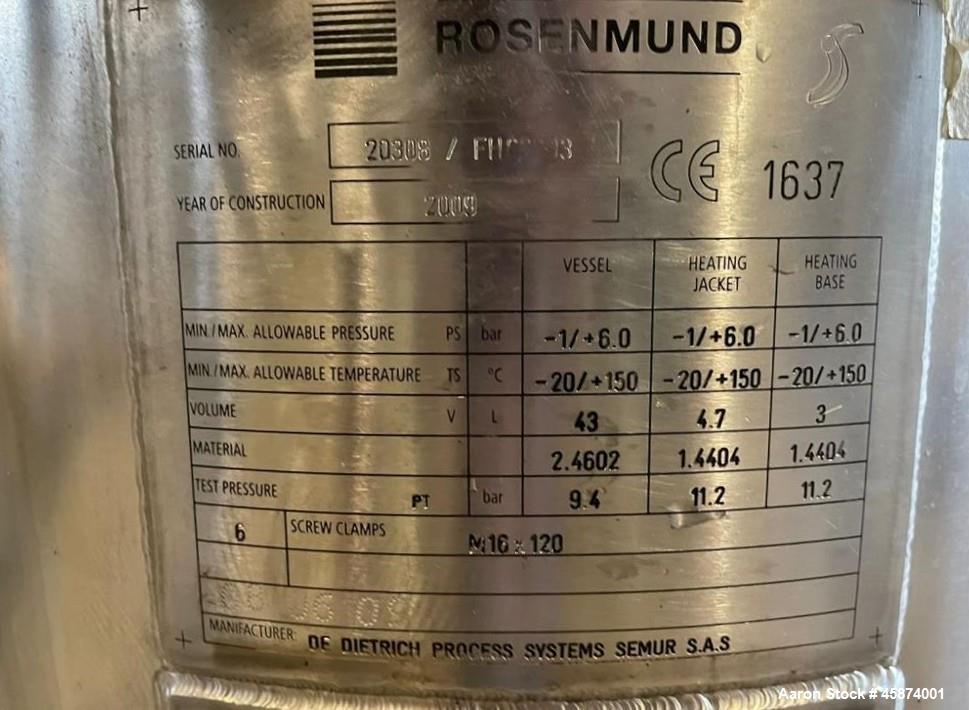 Used-  Rosenmund / De Dietrich Pilot Size Filter/Dryer
