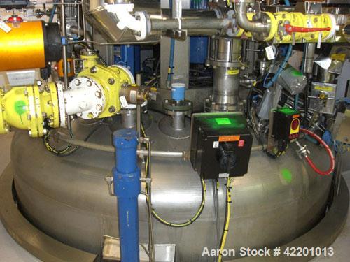 Used Rosenmund Nutsche Filter Dryer, Type RND5-10-36/99, Hastelloy C22. Approximately 5 square meters of filtration area. Internal rated 4.5 bar/full vacuum design pressure at -20 to 150 deg C (-4 to...